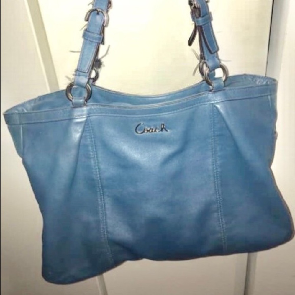 Blue leather Coach handbag